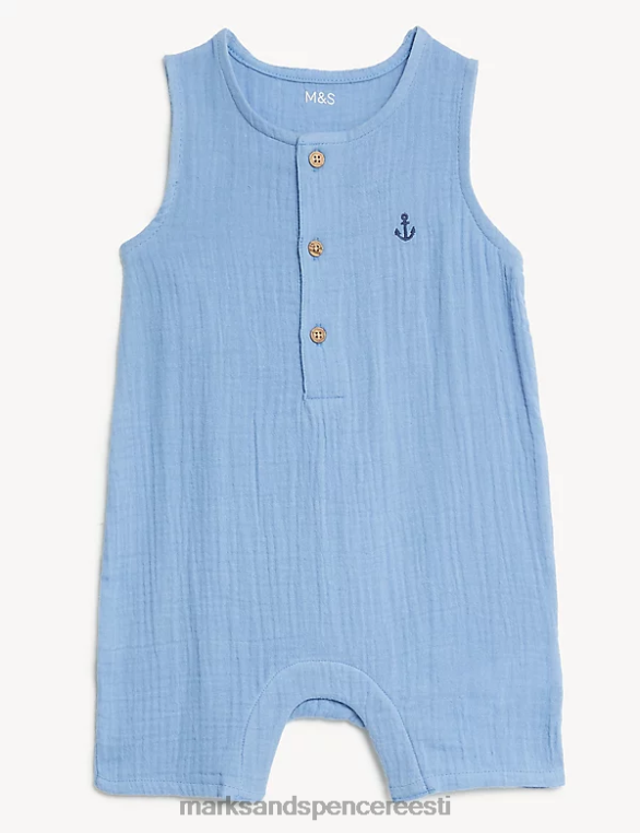 Riietus ee Marks & Spencer unisex puhtast puuvillast romper taevasinine NZTRN7256