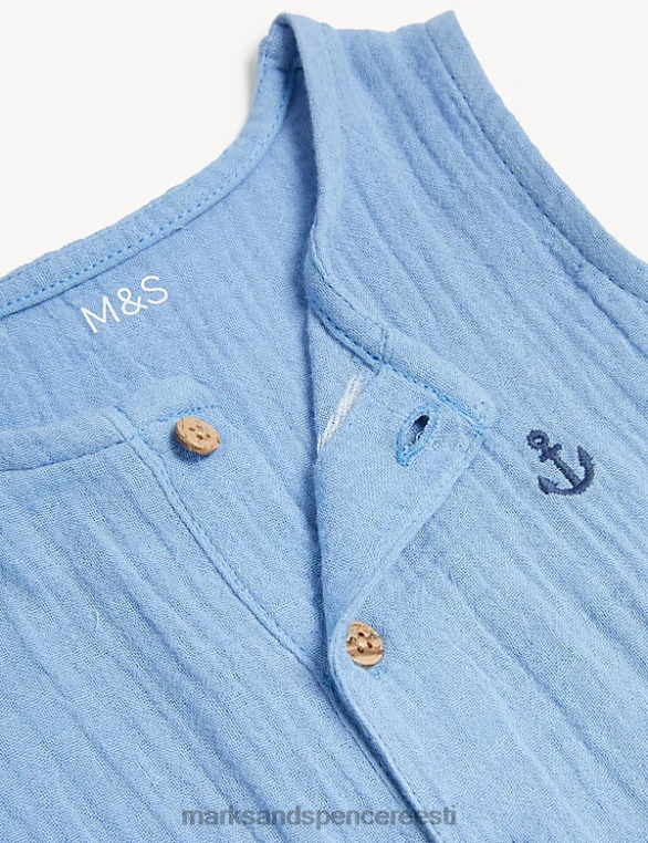 Riietus ee Marks & Spencer unisex puhtast puuvillast romper taevasinine NZTRN7256