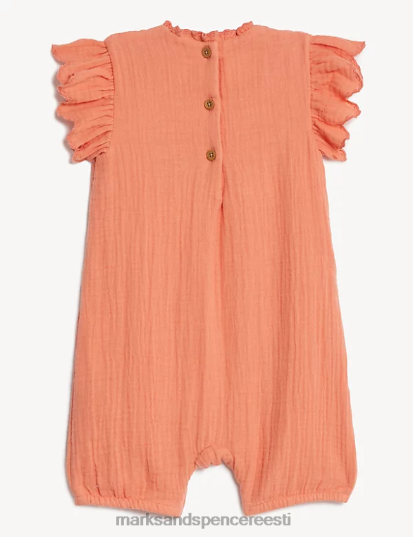 Riietus ee Marks & Spencer unisex puhtast puuvillast tikitud lilleline kampsun apelsini segu NZTRN7711