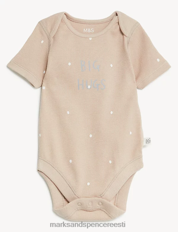 Riietus ee Marks & Spencer unisex puuvillane rikas kohapeal big hugs slogan bodysuit biskviit NZTRN7491
