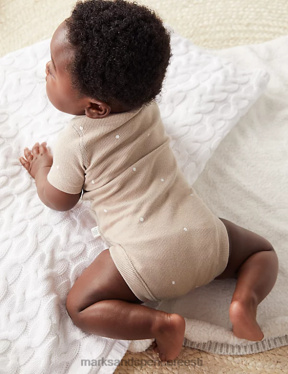 Riietus ee Marks & Spencer unisex puuvillane rikas kohapeal big hugs slogan bodysuit biskviit NZTRN7491