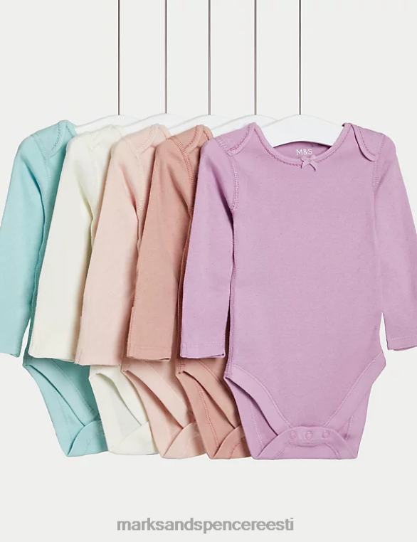 Riietus ee Marks & Spencer unisex 5pk puhtast puuvillast bodyd roosa segu NZTRN7677