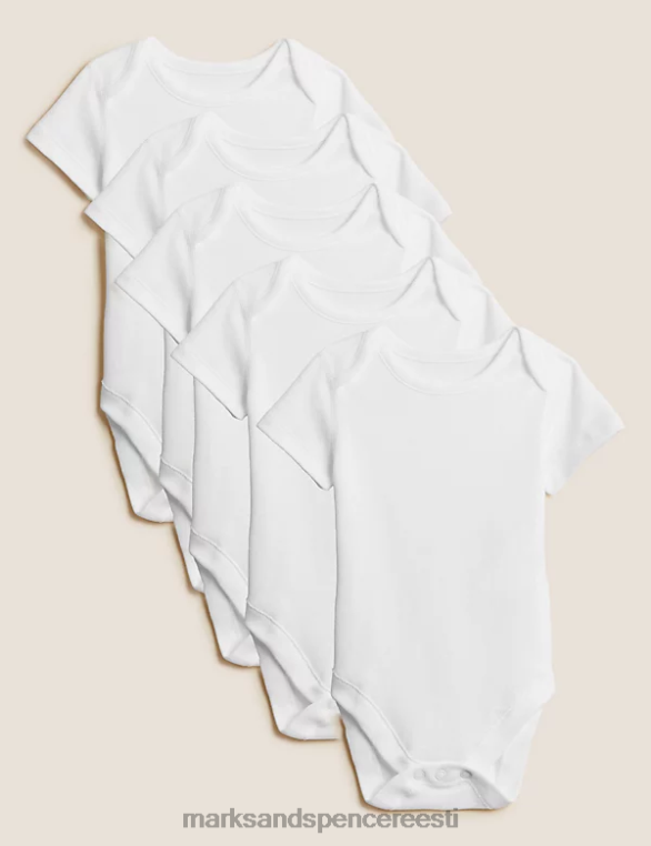Riietus ee Marks & Spencer unisex 5pk puhtast puuvillast bodyd valge NZTRN7318