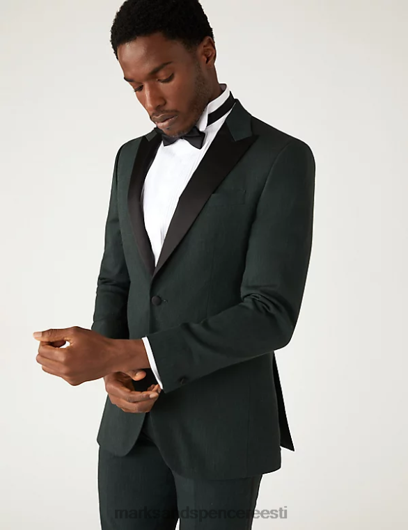 Riietus ee Marks & Spencer unisex kohandatud istuvusega itaalia linane miracle smoking jope tumeroheline NZTRN5417