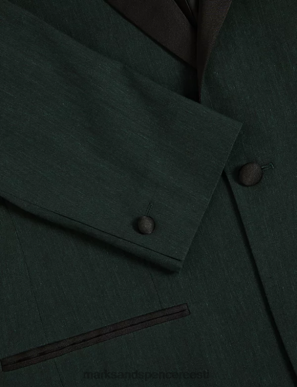 Riietus ee Marks & Spencer unisex kohandatud istuvusega itaalia linane miracle smoking jope tumeroheline NZTRN5417