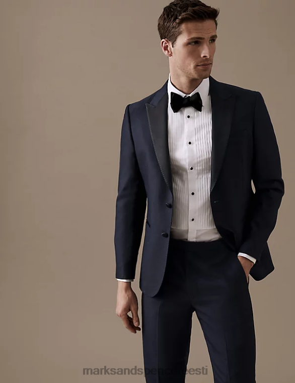 Riietus ee Marks & Spencer unisex kohandatud istuvusega puhtast villast smokingu jope merevägi NZTRN6736