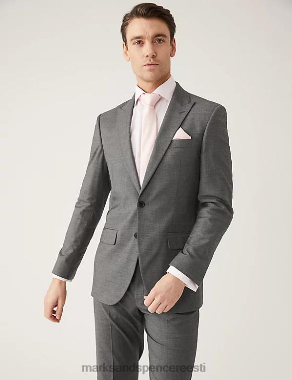 Riietus ee Marks & Spencer unisex slim fit hainahast ülikonna jope venitus hõbehall NZTRN6171