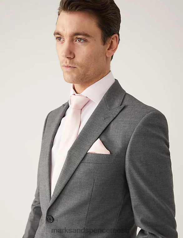 Riietus ee Marks & Spencer unisex slim fit hainahast ülikonna jope venitus hõbehall NZTRN6171