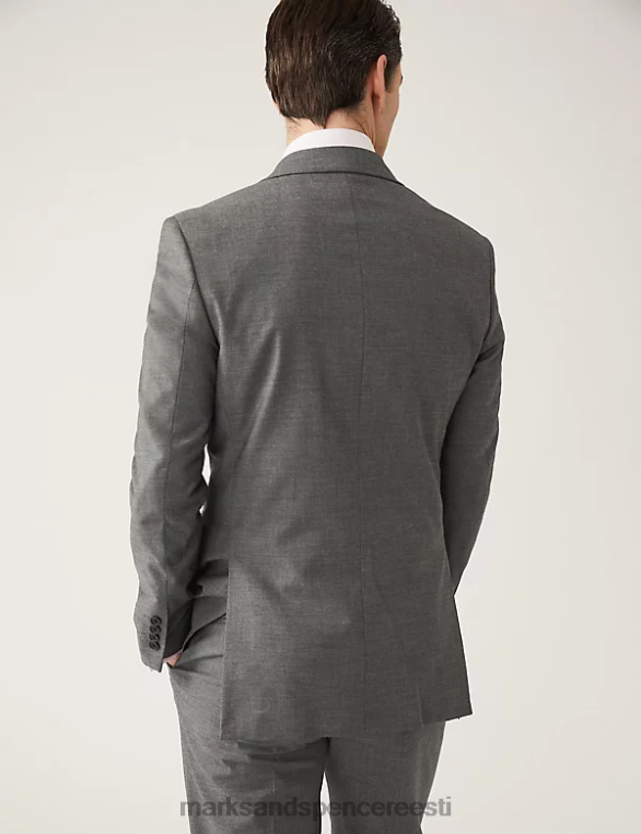 Riietus ee Marks & Spencer unisex slim fit hainahast ülikonna jope venitus hõbehall NZTRN6171