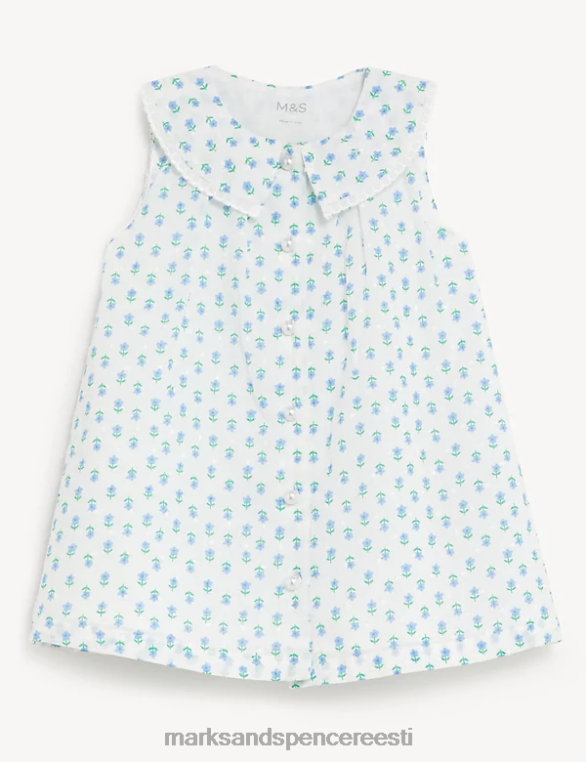 Riietus ee Marks & Spencer unisex puhtast puuvillast lilleline kleit elevandiluu segu NZTRN7777