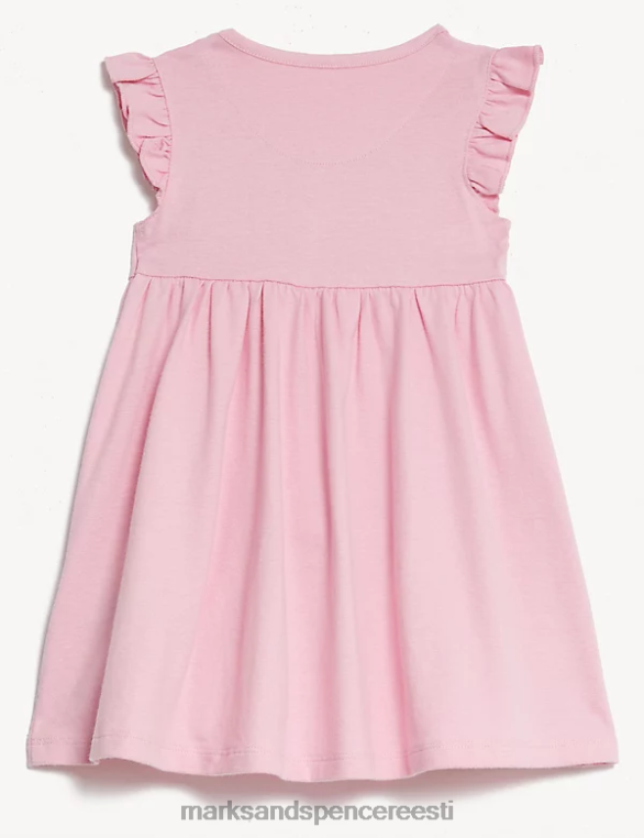 Riietus ee Marks & Spencer unisex puhtast puuvillast sasiga kleit heleroosa NZTRN7697