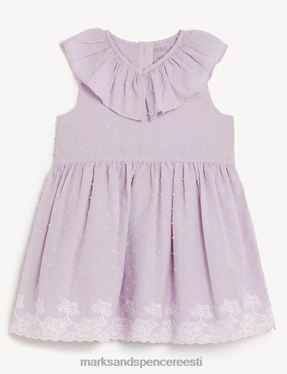 Riietus ee Marks & Spencer unisex puhtast puuvillast tikitud kleit lilla NZTRN7671