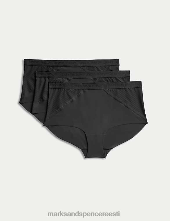 Riietus ee Marks & Spencer unisex 3pk body define high rise lühikesed püksid must NZTRN4226