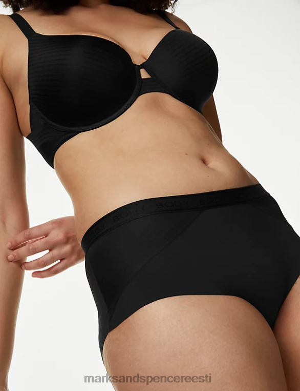 Riietus ee Marks & Spencer unisex 3pk body define high rise lühikesed püksid must NZTRN4226