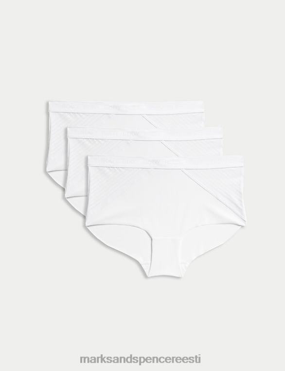 Riietus ee Marks & Spencer unisex 3pk body define high rise lühikesed püksid valge NZTRN4225