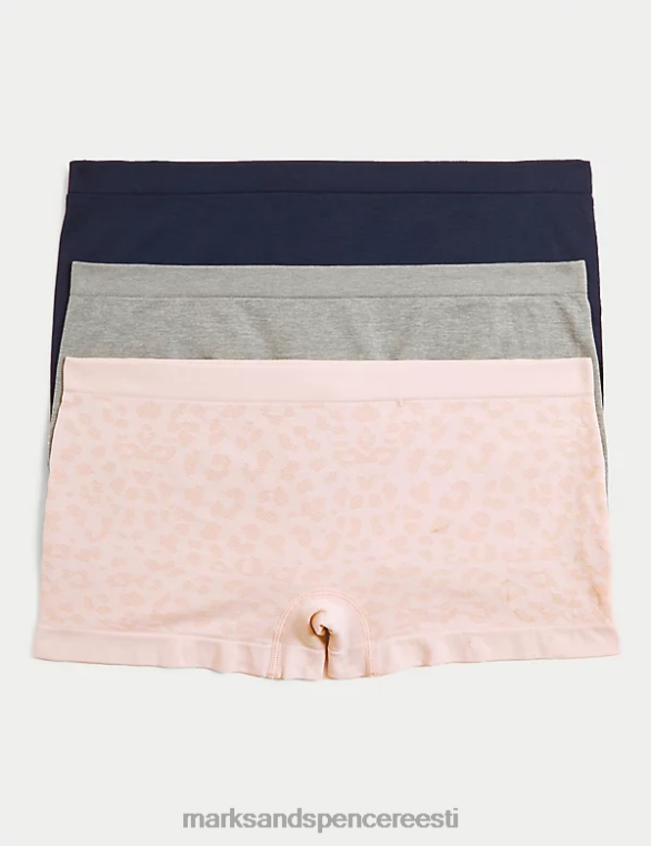 Riietus ee Marks & Spencer unisex 3pk õmblusteta madala tõusuga lühikesed püksid heleroosa segu NZTRN3768