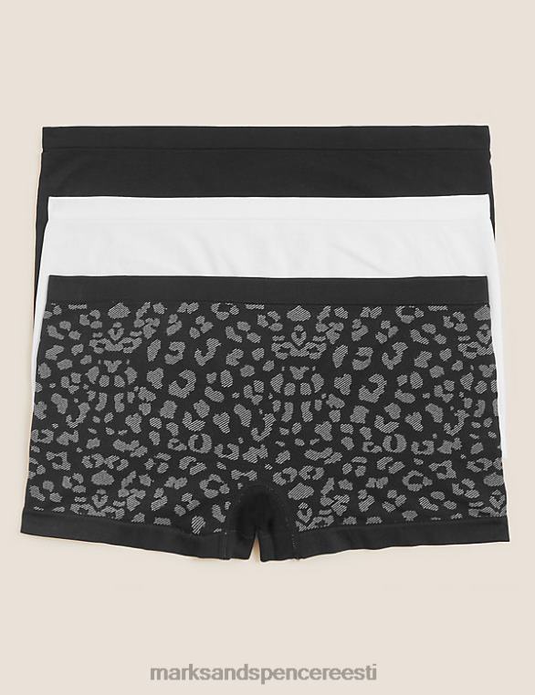 Riietus ee Marks & Spencer unisex 3pk õmblusteta madala tõusuga lühikesed püksid must NZTRN4089