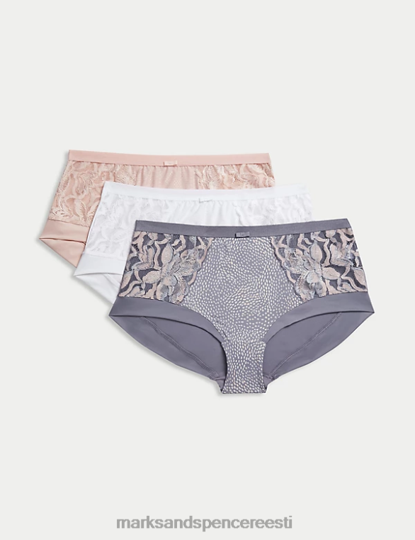 Riietus ee Marks & Spencer unisex 3pk wildblooms kõrge kõrgusega lühikesed püksid keskhall NZTRN4548