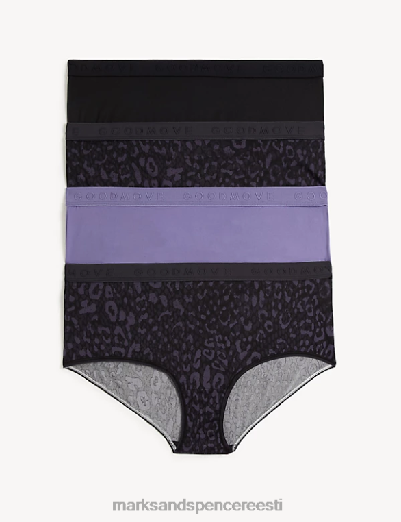 Riietus ee Marks & Spencer unisex 4pk no vpl kõrged lühikesed püksid lilla segu NZTRN4276