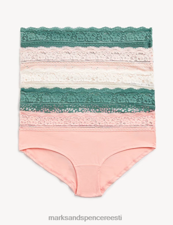 Riietus ee Marks & Spencer unisex 5 tk puuvillarikka trükiga madala kõrgusega lühikesed püksid pajuroheline NZTRN3846