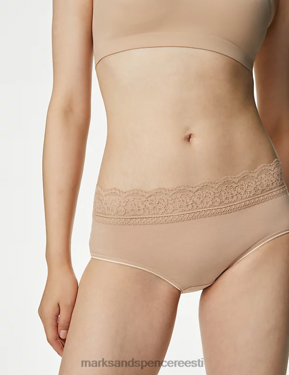 Riietus ee Marks & Spencer unisex 5 tk puuvillast lükrast ja pitsist kõrged lühikesed püksid roosa kvarts NZTRN4336