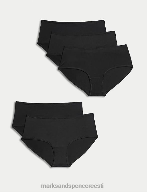 Riietus ee Marks & Spencer unisex 5pk no vpl mikrokiust madala tõusuga lühikesed püksid must NZTRN4057
