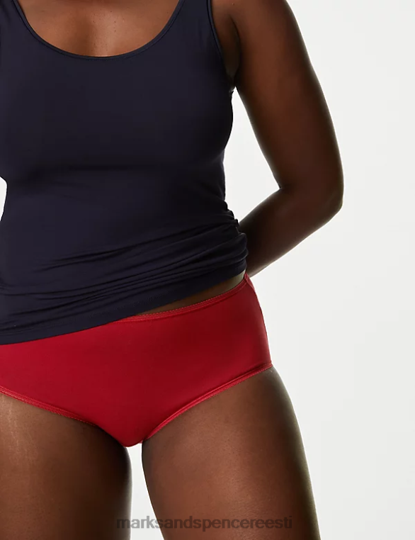 Riietus ee Marks & Spencer unisex 5pk puuvillased lükratrükiga kõrged lühikesed püksid erkroosa segu NZTRN3940