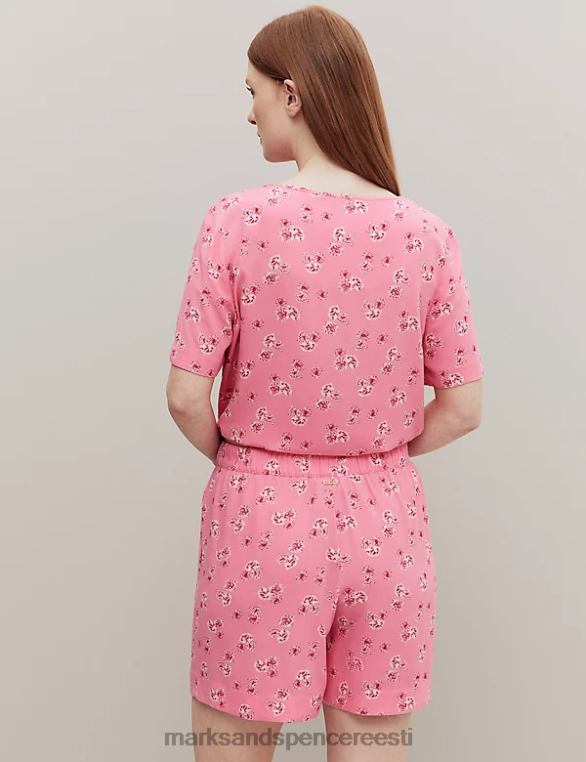 Riietus ee Marks & Spencer unisex lillemustriga pidžaamapüksid roosa segu NZTRN3440
