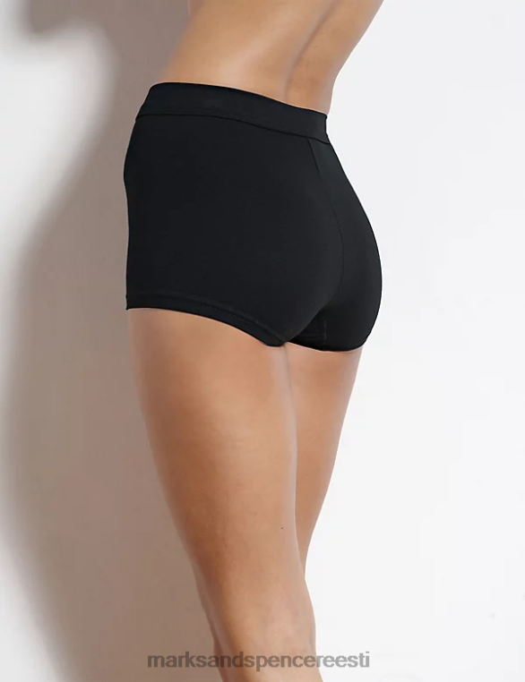 Riietus ee Marks & Spencer unisex topeltmugavusega puuvillased kõrged lühikesed püksid must NZTRN3825
