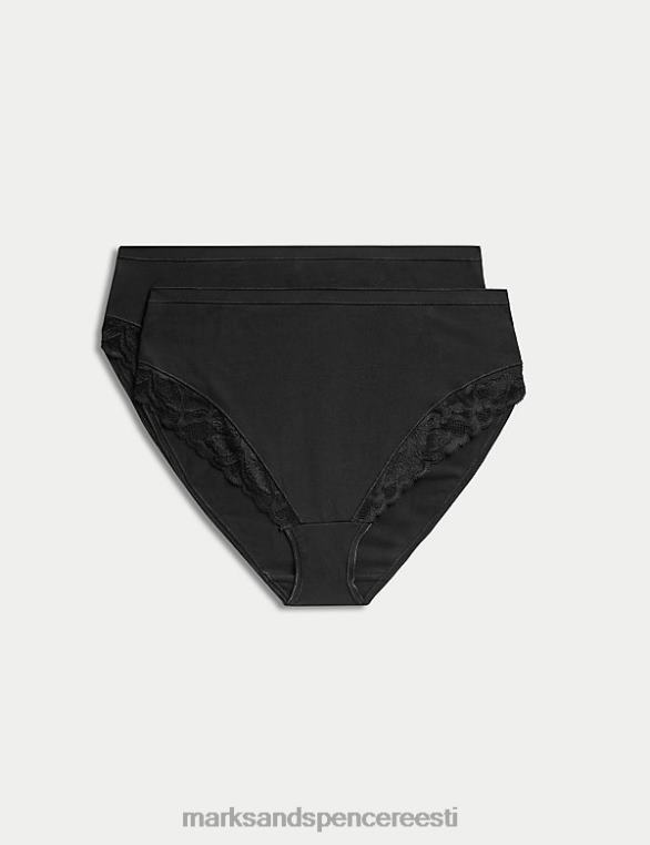 Riietus ee Marks & Spencer unisex 2pk kindla kontrolliga kõrge säärega püksid must NZTRN4429