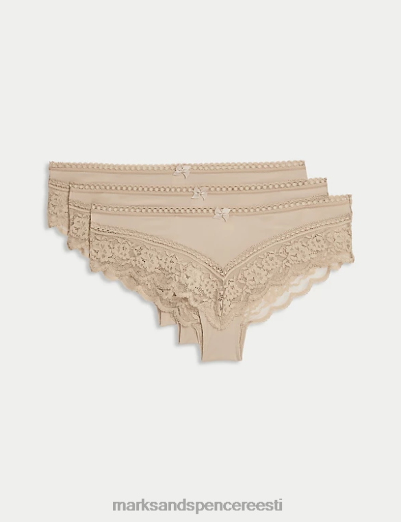 Riietus ee Marks & Spencer unisex 3 tk pitsiga brasiilia püksid roosa kvarts NZTRN3978