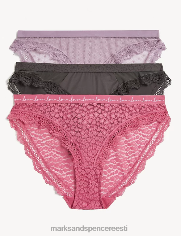 Riietus ee Marks & Spencer unisex 3 tk pitsist ja võrgust bikiinpüksid vaarikasegu NZTRN4346