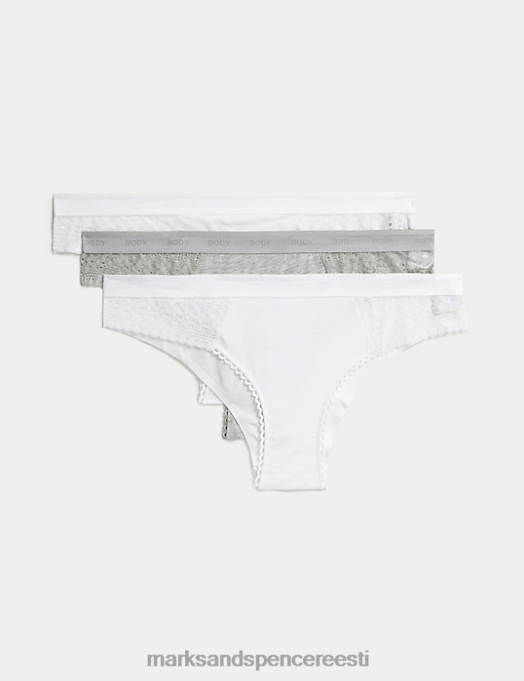 Riietus ee Marks & Spencer unisex 3 tk puuvillased brasiilia püksid valge segu NZTRN4280