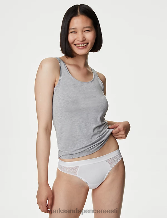 Riietus ee Marks & Spencer unisex 3 tk puuvillased brasiilia püksid valge segu NZTRN4280