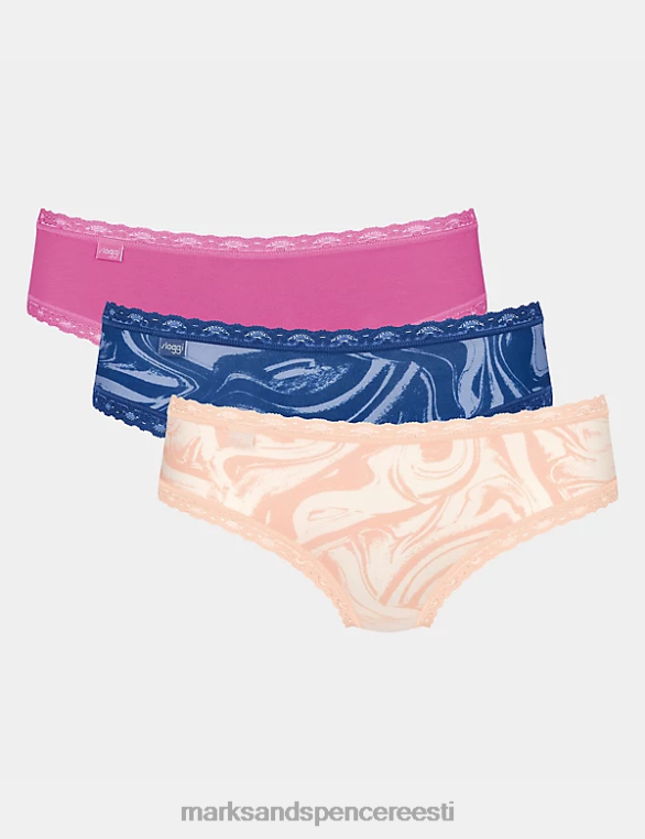 Riietus ee Marks & Spencer unisex 3pk 24/7 nädalavahetuse madala tõusuga püksid lilla segu NZTRN4662