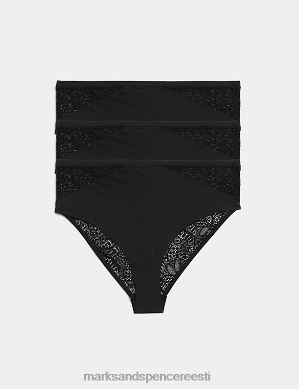 Riietus ee Marks & Spencer unisex 3pk body pehmed kõrge vöökohaga Brasiilia püksid must NZTRN4433