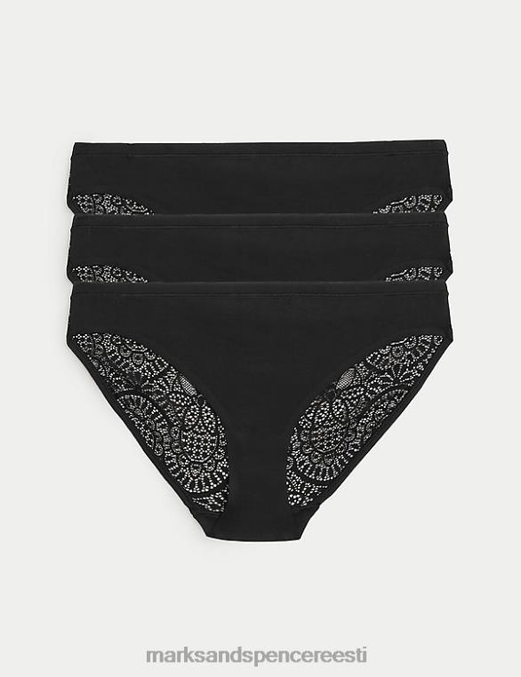 Riietus ee Marks & Spencer unisex 3pk body pehmest pitsist bikiinpüksid must NZTRN4159