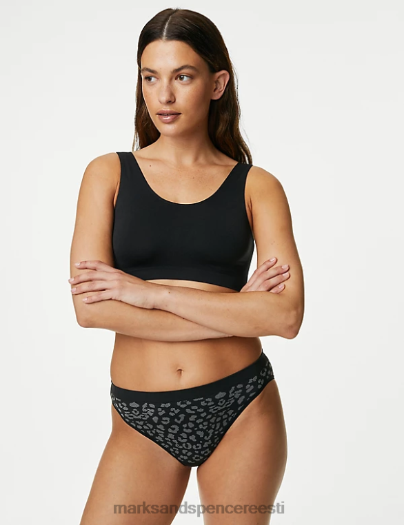 Riietus ee Marks & Spencer unisex 3pk kõrge sääre õmblusteta püksid must NZTRN4019