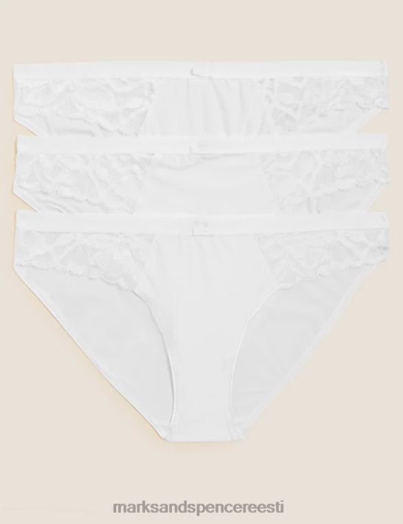 Riietus ee Marks & Spencer unisex 3pk metsiku õitsenguga bikiinipüksid valge NZTRN4633