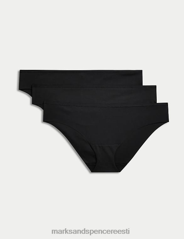Riietus ee Marks & Spencer unisex 3pk no vpl flexifit brasiilia püksid must NZTRN3955