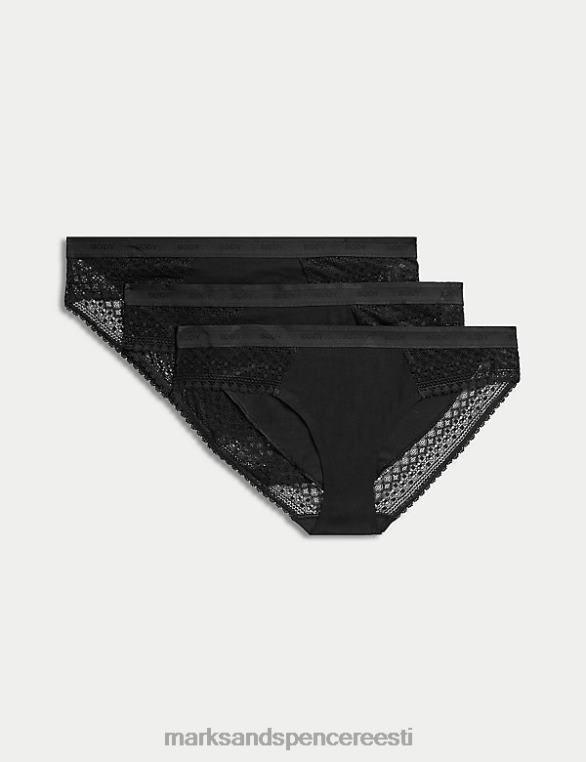 Riietus ee Marks & Spencer unisex 3pk puuvillane lahedate mugavate bikiinipükstega must NZTRN3897