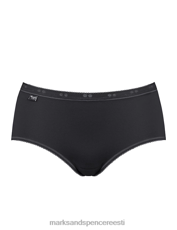 Riietus ee Marks & Spencer unisex 3pk puuvillased kõrge vöökohaga midipüksid must NZTRN4179