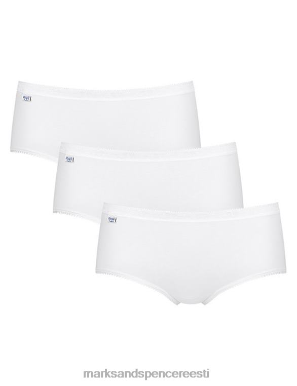 Riietus ee Marks & Spencer unisex 3pk puuvillased kõrge vöökohaga midipüksid valge NZTRN4594