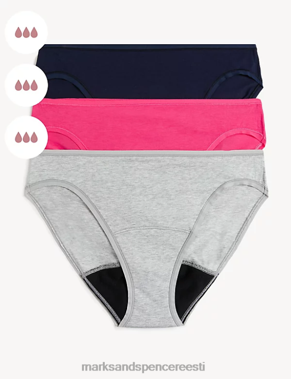 Riietus ee Marks & Spencer unisex 3pk suure imavusega perioodi kõrged püksid roosa segu NZTRN4039