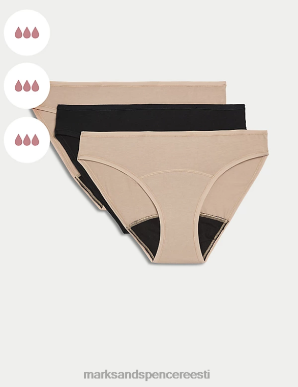 Riietus ee Marks & Spencer unisex 3pk tugeva imavusega perioodi bikiinipüksid roosa kvarts NZTRN4432