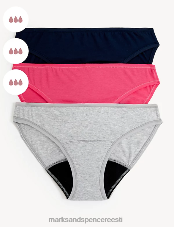 Riietus ee Marks & Spencer unisex 3pk tugeva imavusega perioodi bikiinipüksid roosa segu NZTRN4003