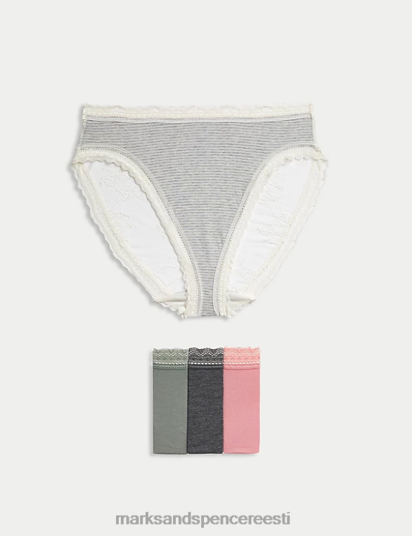 Riietus ee Marks & Spencer unisex 4pk modaal- ja pitsist kõrge vöökohaga kõrge säärega püksid antiikne roos NZTRN4400
