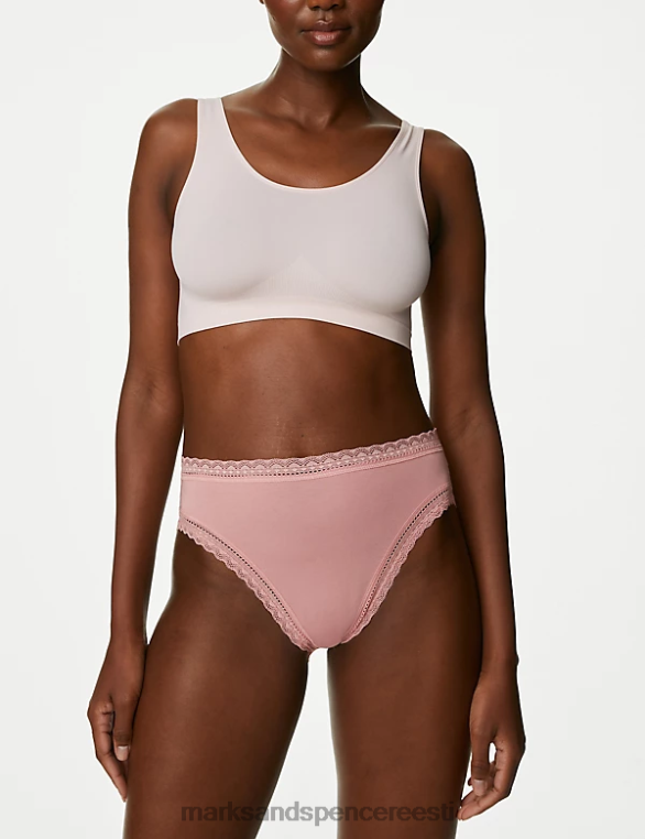 Riietus ee Marks & Spencer unisex 4pk modaal- ja pitsist kõrge vöökohaga kõrge säärega püksid antiikne roos NZTRN4400