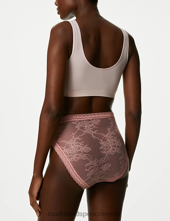 Riietus ee Marks & Spencer unisex 4pk modaal- ja pitsist kõrge vöökohaga kõrge säärega püksid antiikne roos NZTRN4400