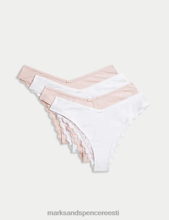 Riietus ee Marks & Spencer unisex 4pk puuvillased Miami Brasiilia püksid heleroosa segu NZTRN3935